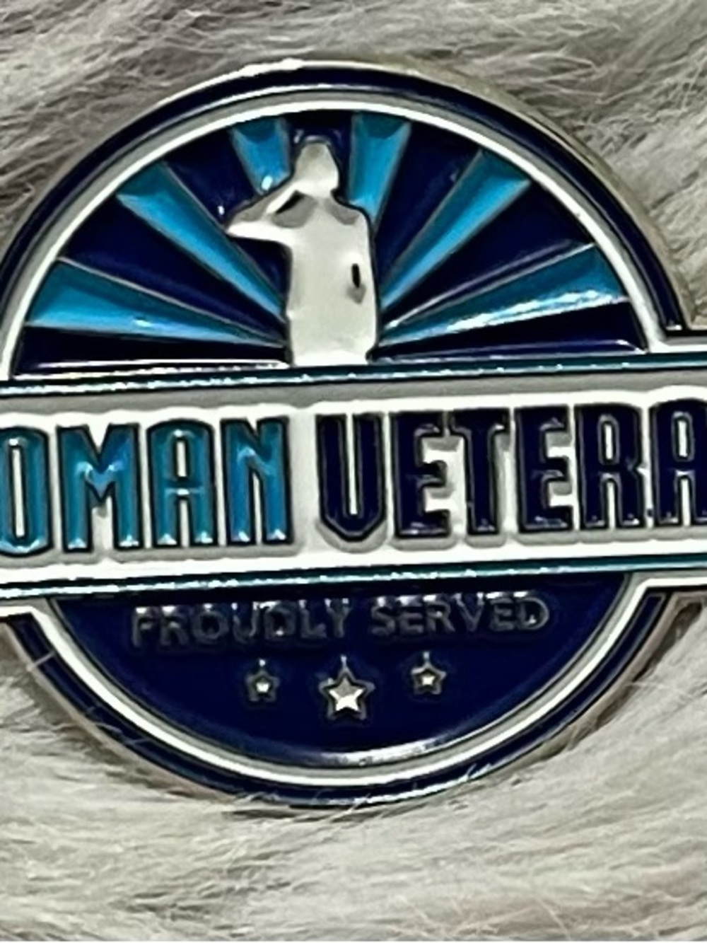 Woman Veteran Enamel Pin - Blue & Teal